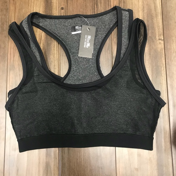 Miss Me Other - NWT Miss Me Clothing Sports Bra Mesh Black Grey